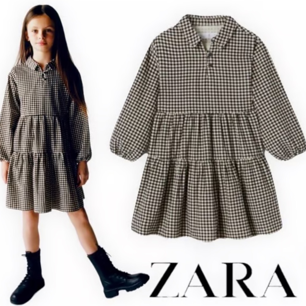 Zara Kids Black and White Checkered Dress